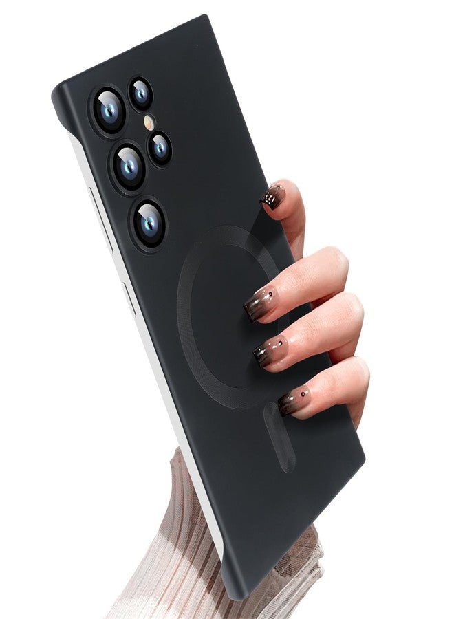 أوميو جراب Omio المغناطيسي النحيف لهاتف Galaxy S25 Ultra متوافق مع MagSafe، مصنوع من البولي كربونات غير اللامع، بتصميم بسيط بدون إطار وحواف، مع واقي لعدسة الكاميرا، مناسب للرجال والنساء، لون أسود تيتانيوم - Image 1