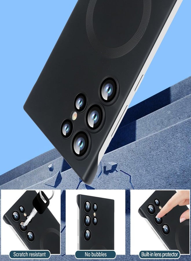 أوميو جراب Omio المغناطيسي النحيف لهاتف Galaxy S25 Ultra متوافق مع MagSafe، مصنوع من البولي كربونات غير اللامع، بتصميم بسيط بدون إطار وحواف، مع واقي لعدسة الكاميرا، مناسب للرجال والنساء، لون أسود تيتانيوم - Image 3