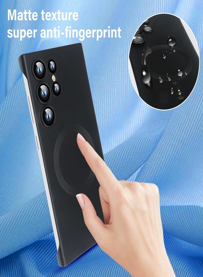 أوميو جراب Omio المغناطيسي النحيف لهاتف Galaxy S25 Ultra متوافق مع MagSafe، مصنوع من البولي كربونات غير اللامع، بتصميم بسيط بدون إطار وحواف، مع واقي لعدسة الكاميرا، مناسب للرجال والنساء، لون أسود تيتانيوم - Image 5