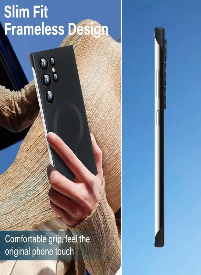 أوميو جراب Omio المغناطيسي النحيف لهاتف Galaxy S25 Ultra متوافق مع MagSafe، مصنوع من البولي كربونات غير اللامع، بتصميم بسيط بدون إطار وحواف، مع واقي لعدسة الكاميرا، مناسب للرجال والنساء، لون أسود تيتانيوم - Image 2