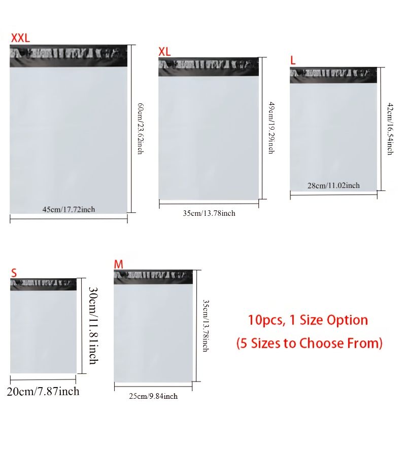 10pcs XL White Self-Sealing Mailing Bags High Elasticity Reinforced Edges Commercial - Image 1