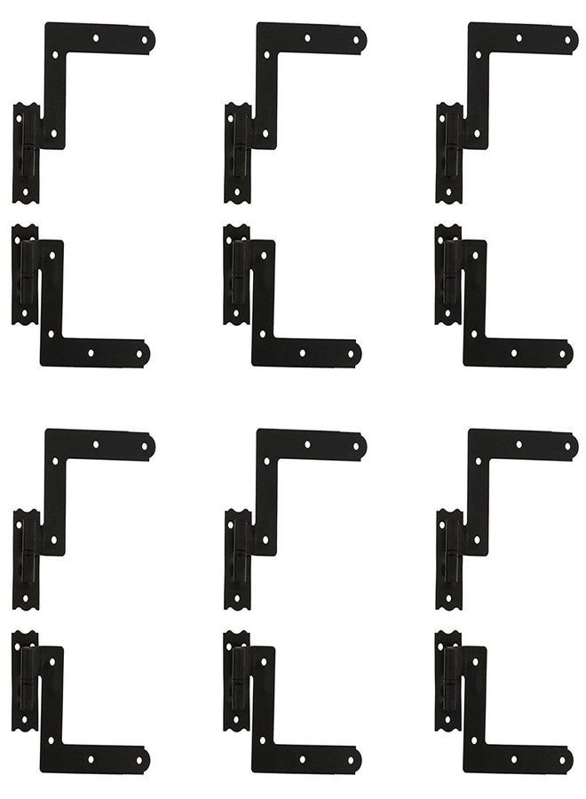 (6-Pack) Black Blind Window Shutter Hinges for Wood Frame - 1 Pair PER Pack - This 6-Pack Handyman's Bundle Includes 6 Pairs = 12 Units