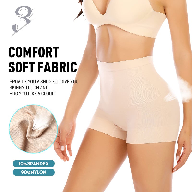 Werena Seamless Shaping Boyshorts Panties for Women Tummy Control Shapewear Slip Shorts Under Dress Underwear (Basic Beige,M) - Image 5