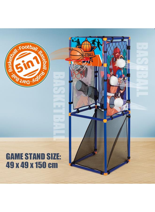 الأزرق جي دبليو <هدية> 5 في 1 رمية كرة السلة رمية لعبة مجموعة الكرة في الهواء الطلق رمي الهدف لعبة رياضية هدية - Image 3