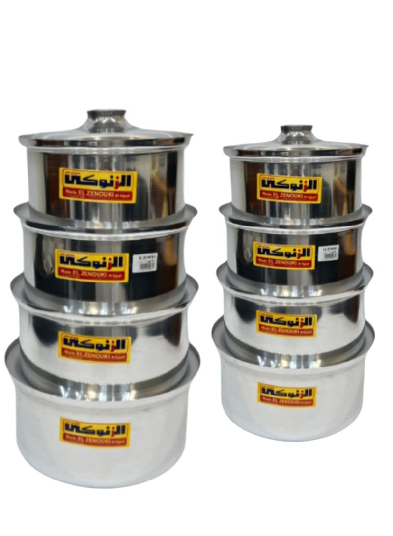 El Zenouki Zenouki pots, 8 pieces, Egyptian made, characterized by quality and durability, ideal for daily cooking, sizes 14+16+18+20+22+24+26+28 - Image 3