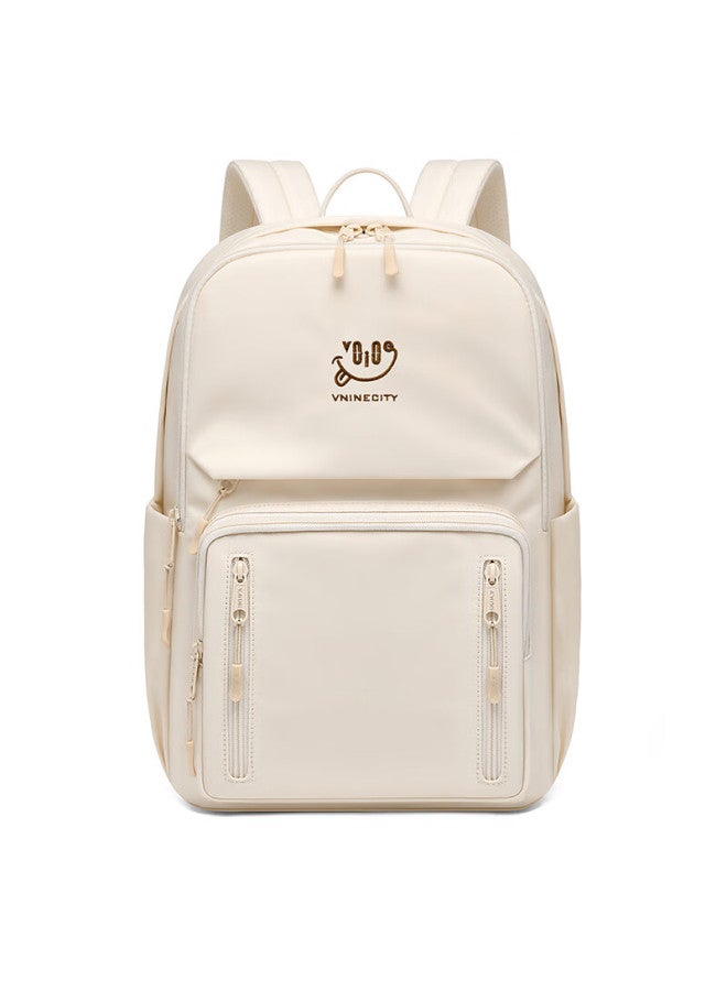 V.nine Large Capacity School Backpack For Middle And High School Students, Academic Style Backpack, Cream-colored Double Shoulder Laptop Bag For College Students, Sea Salt Milk White - Image 2