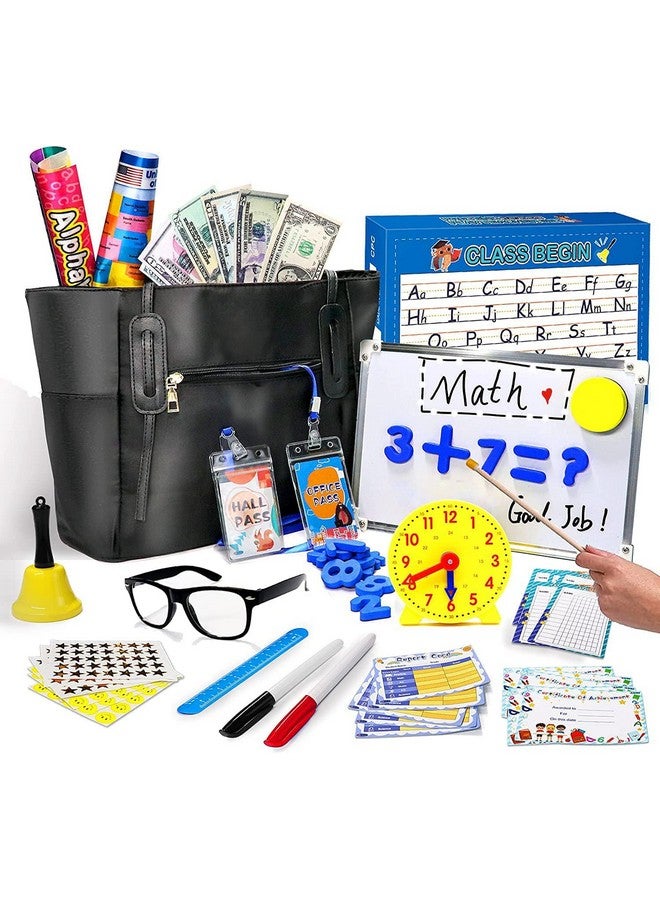 Alritz Alritz Pretend Play Teacher Set Classroom Learning Education Includes Reusable White Board Bell Clock and More, Be Teacher Student, for Boys Girls 5 6 7 8 9 10 11 12 +Years Old - Image 1