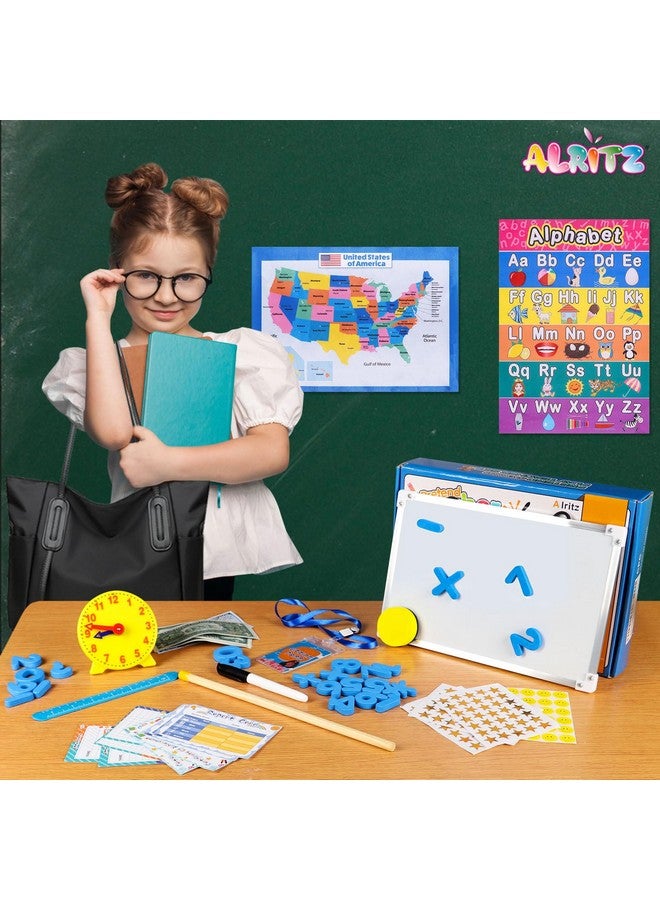 Alritz Alritz Pretend Play Teacher Set Classroom Learning Education Includes Reusable White Board Bell Clock and More, Be Teacher Student, for Boys Girls 5 6 7 8 9 10 11 12 +Years Old - Image 3