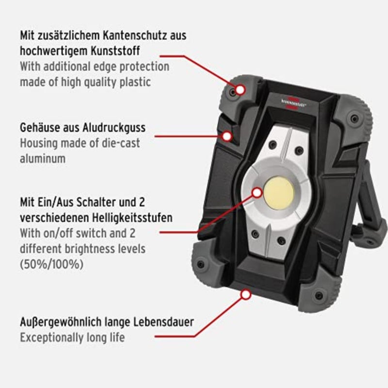 1173080 10W IP54 USB كشاف LED معدني قابل لإعادة الشحن، أسود - Image 3