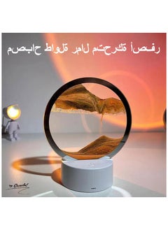 3D Flowing sand art table lamp, 3D Dynamic desert sand art night light with 7 colors adjustable by touch switch， Creative gift night lights by USB charging or 3AA battery