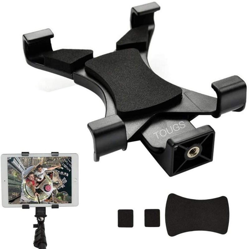 توجس Universal Tablet Tripod Mount Holder for Apple iPad, Samsung Galaxy Tab, Google Nexus, iPhone - Black - Image 1