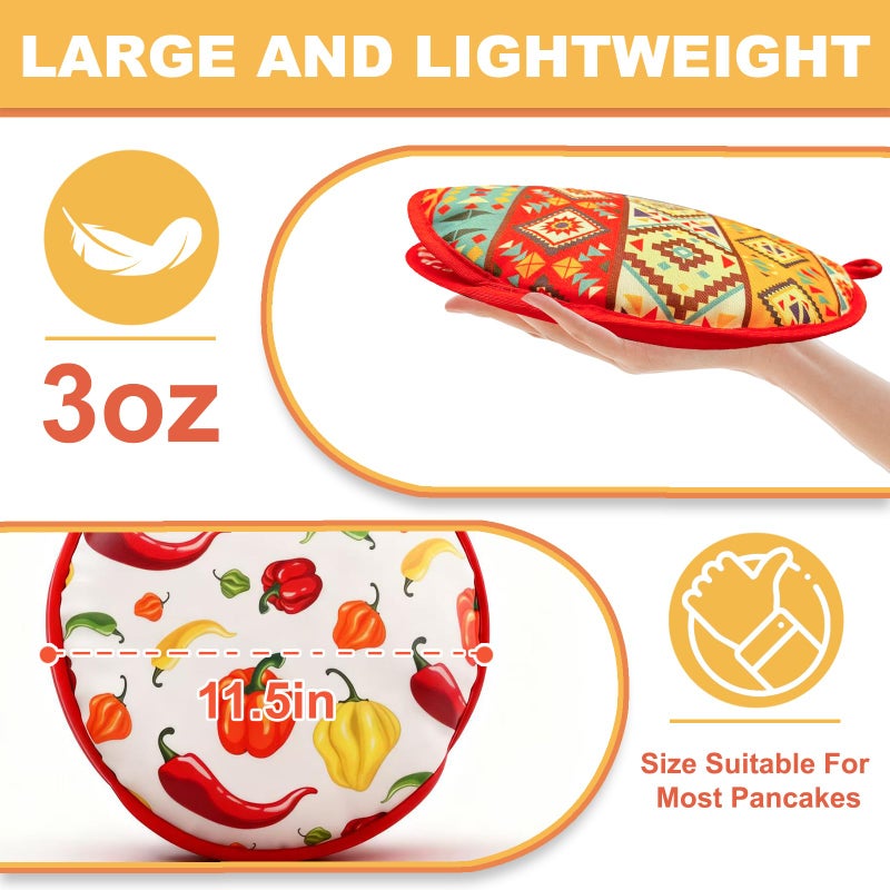 XIAEQOH [2PCS] Classic Tortilla Warmers, Insulated Soft Cloth Pouch, Microwavable Fabric Bag Keeps Food Warm, Perfect for Tortillas, Tacos, Naan, Pizza Rolls, Reusable & Easy-Clean for Home & Party - Image 2