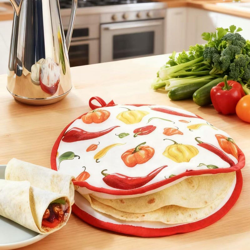XIAEQOH [2PCS] Classic Tortilla Warmers, Insulated Soft Cloth Pouch, Microwavable Fabric Bag Keeps Food Warm, Perfect for Tortillas, Tacos, Naan, Pizza Rolls, Reusable & Easy-Clean for Home & Party - Image 4