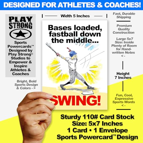 Play Strong BASEBALL BIRTHDAY Card 1-Pack (5x7) – Illustrated Sports Greeting Card with Envelope – Perfect for Baseball Players, Coaches & Fans – Great for Birthdays, Gifts & Team Parties - Image 2