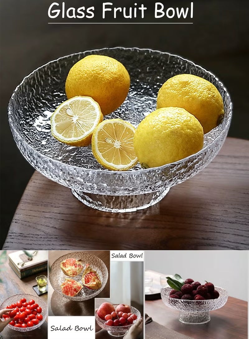 وعاء فواكه زجاجي، سلة فاكهة لطاولة المطبخ، وعاء سلطة شفاف، وعاء زخرفي لتزيين الطاولة، وعاء تقديم للفواكه والوجبات الخفيفة والحلوى من كوكيجو، عدد القطع: 1 - Image 3