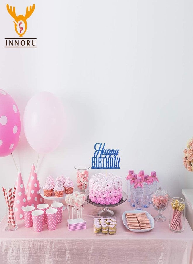 إنورو غطاء كعكة عيد ميلاد سعيد لامع باللون الأزرق، لحفلات الذكرى السنوية، غطاء كعكة بعلامة عيد الميلاد، لوازم تزيين كعكة حفلات عيد ميلاد البالغين والأطفال والمراهقين - Image 3