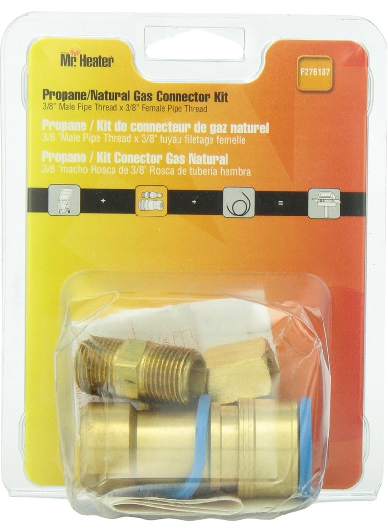 Mr. Heater Mr. Heater F276187 Propane/Natural Gas Connector Kit 3/8 Male Pipe Thread x 3/8" Female Pipe Thread,Brass,Regular  - Image 1