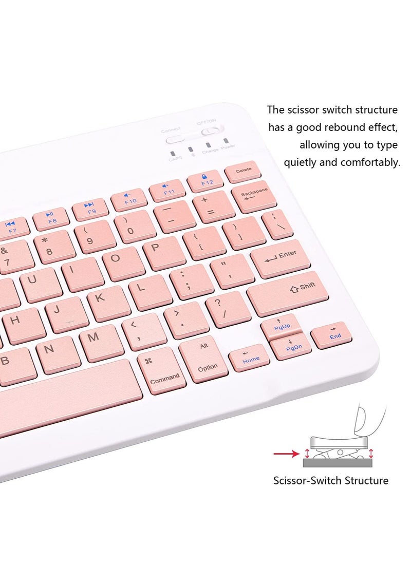 ELTRAZONE - Ultra-Slim Bluetooth Keyboard and Mouse Combo Rechargeable Portable Wireless Keyboard Mouse Set for Apple iPad iPhone iOS 13 and Above Samsung Tablet Phone Smartphone Android Windows (Pink) - Image 1
