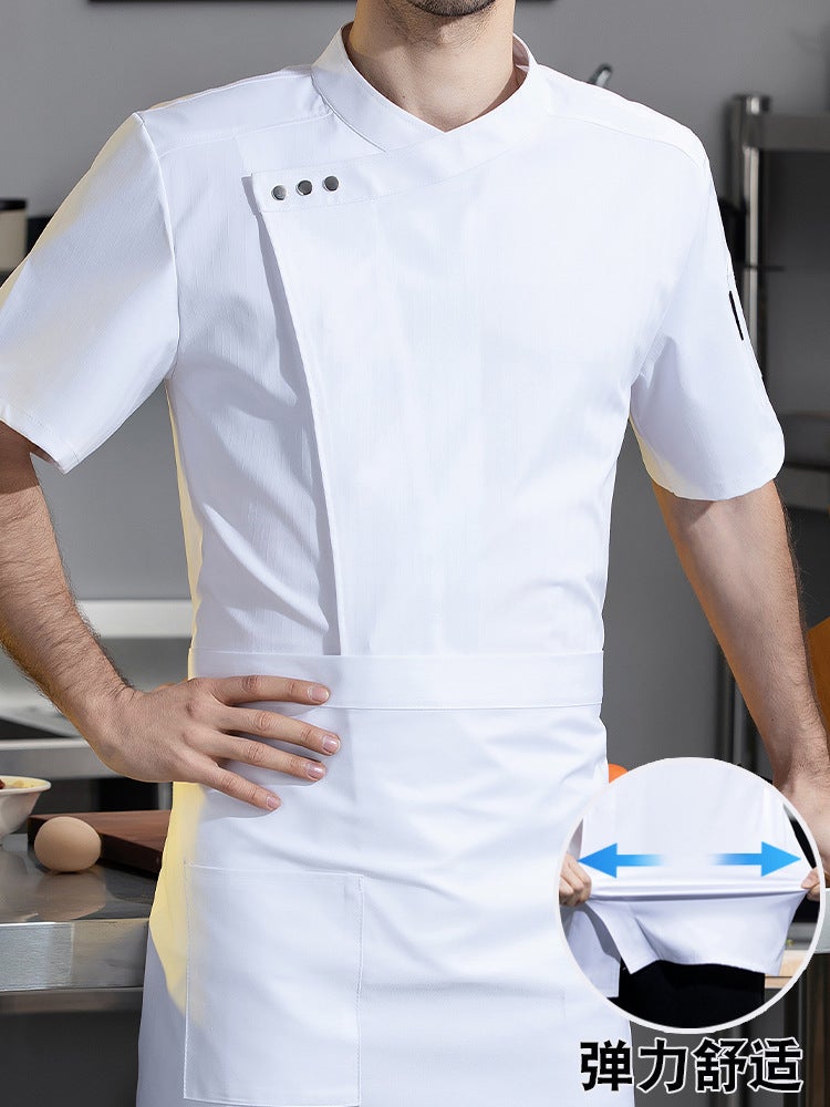 5-Star El Chef Clothing Catering Overalls Short-Sleeved Summer Men'S Western Restaurant Restaurant Restaurant Catering Embroidery Shop Name - Image 2