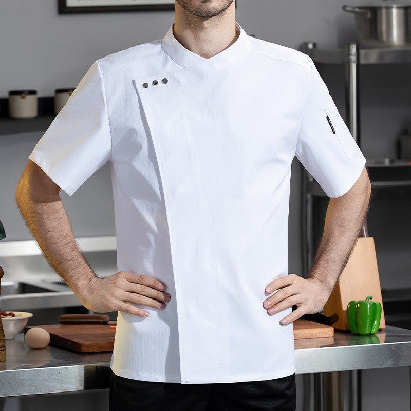 5-Star El Chef Clothing Catering Overalls Short-Sleeved Summer Men'S Western Restaurant Restaurant Restaurant Catering Embroidery Shop Name - Image 1