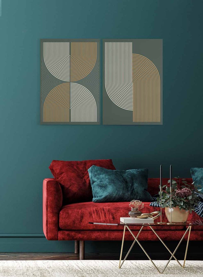 لوحة طقم من لوحتين كانفاس على إطار خشبي، تصميم فن تجريدي جمالي، للمنزل، غرفة المعيشة، المكتب، الديكور - Image 1