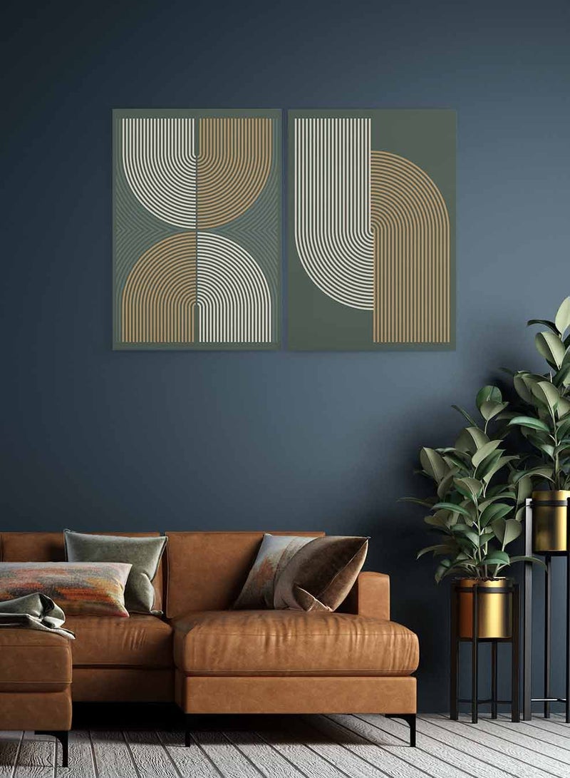 لوحة طقم من لوحتين كانفاس على إطار خشبي، تصميم فن تجريدي جمالي، للمنزل، غرفة المعيشة، المكتب، الديكور - Image 2