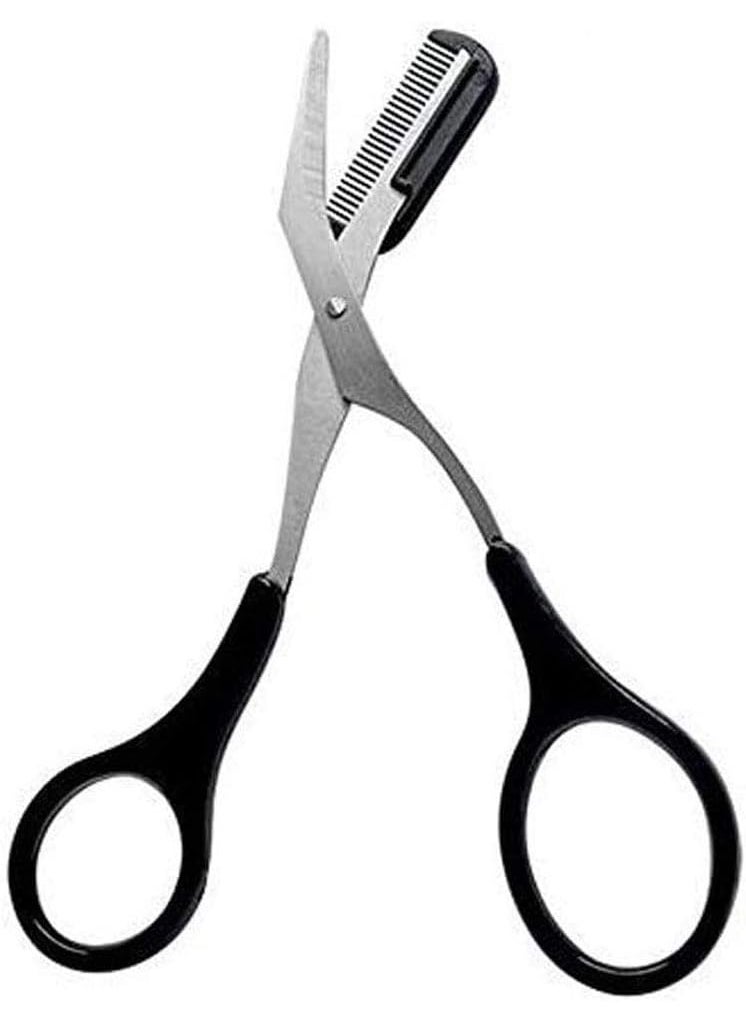 ericotry - Professional Precision Eyebrow Trimmer Scissors Scissors with Comb and Non Slip Finger Grips Black Silver Tone for Men Women Hair Removal Grooming Shaping Black - Image 1