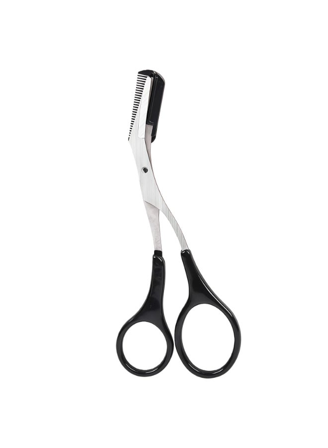 ericotry Professional Precision Eyebrow Trimmer Scissors Scissors with Comb and Non Slip Finger Grips Black Silver Tone for Men Women Hair Removal Grooming Shaping Black - Image 2