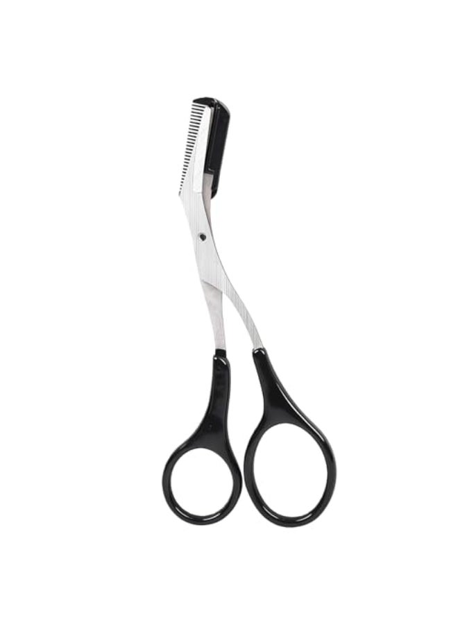 ericotry Professional Precision Eyebrow Trimmer Scissors Scissors with Comb and Non Slip Finger Grips Black Silver Tone for Men Women Hair Removal Grooming Shaping Black - Image 1