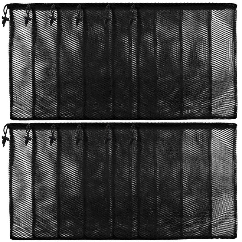 13X155 12Pcs Mesh Laundry Drawstring Bag Nylon Drawstring Gym Bag with Cord Lock Closure