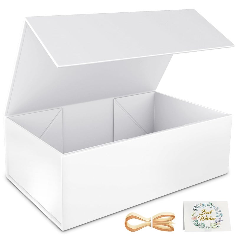 RYDDOY White Gift Box 95x6x3 Gift boxes for Presents with Lids Magnetic Closure Rectangle Collapsible for Bridesmaid Proposal Box Wedding Christmas Halloween Birthday Gift Packging