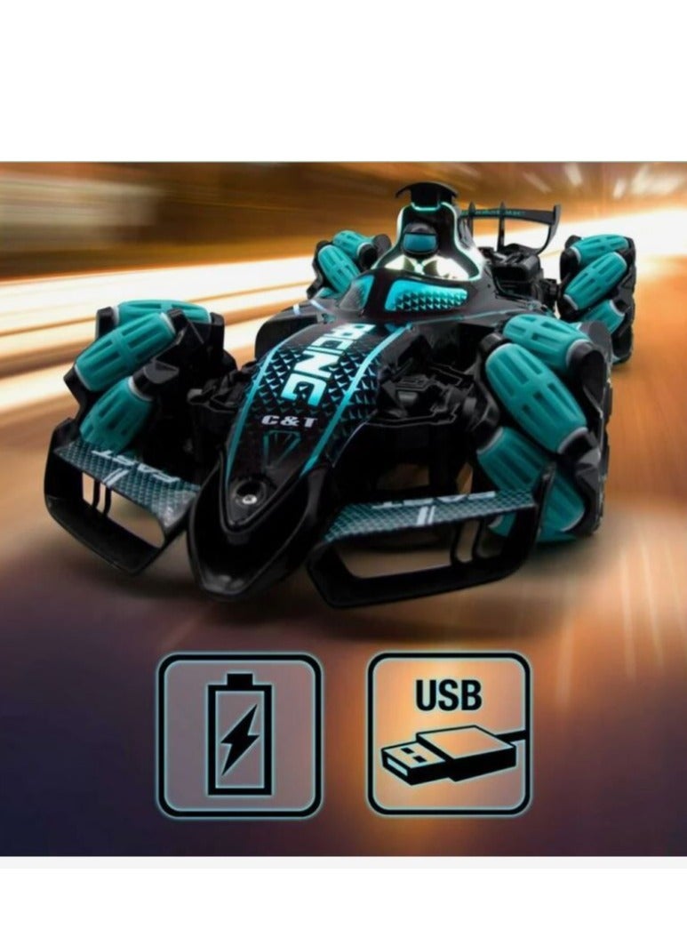 Crazon Musical Smoking Racing Car 2.4G Blue - Image 4