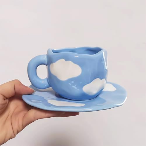 Noviko Cloud Mug with Saucer Ceramic Cloud Teacup for Girls Mum 11 oz - Image 4