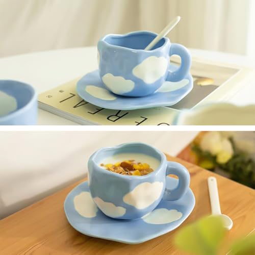 Noviko Cloud Mug with Saucer Ceramic Cloud Teacup for Girls Mum 11 oz - Image 5