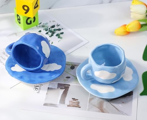 Noviko Cloud Mug with Saucer Ceramic Cloud Teacup for Girls Mum 11 oz - Image 3