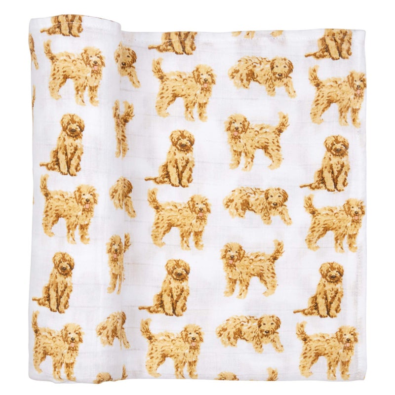 Mud Pie Golden Doodle Print Baby Swaddle Blanket, 47" x 47", - Image 4