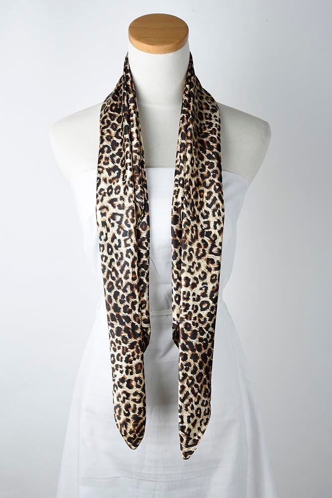 corciova 35 x 35 Leopard Large Women Satin Square Headband Silk Feeling Hair Scarf Wrap Headscarf Sleeping at Night Bandana - Image 5