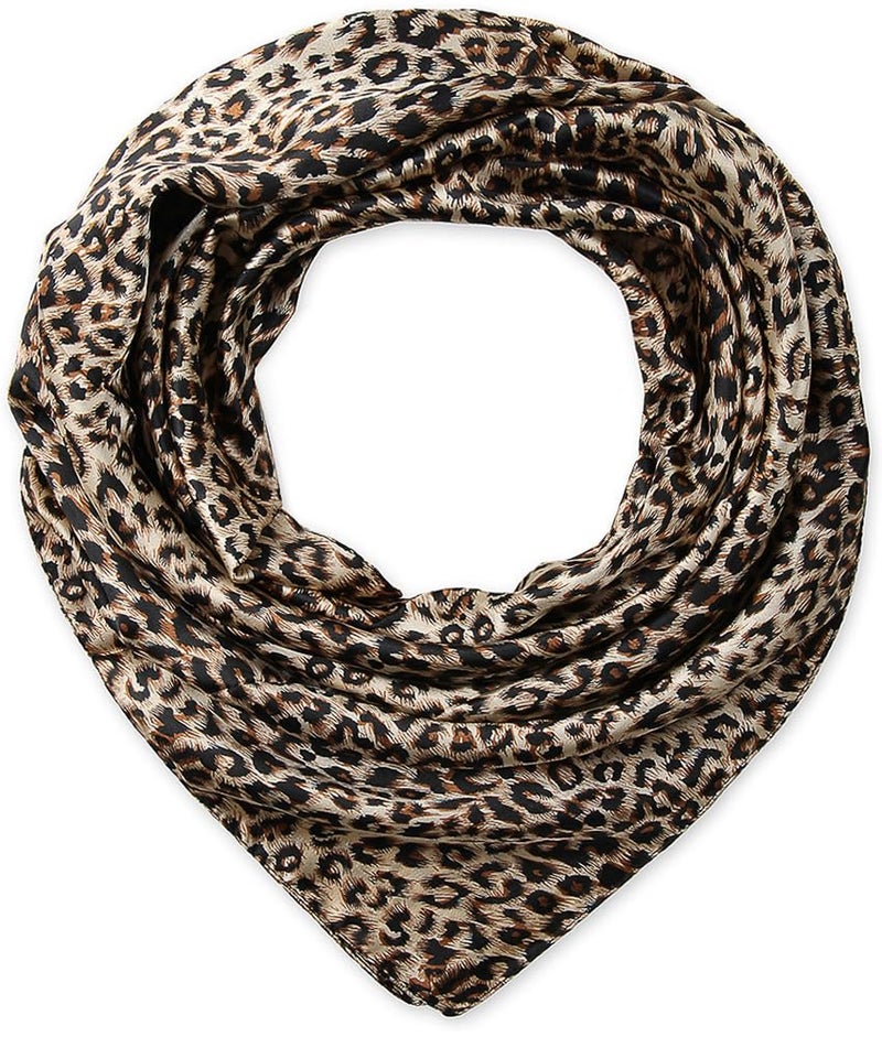 corciova 35 x 35 Leopard Large Women Satin Square Headband Silk Feeling Hair Scarf Wrap Headscarf Sleeping at Night Bandana - Image 1