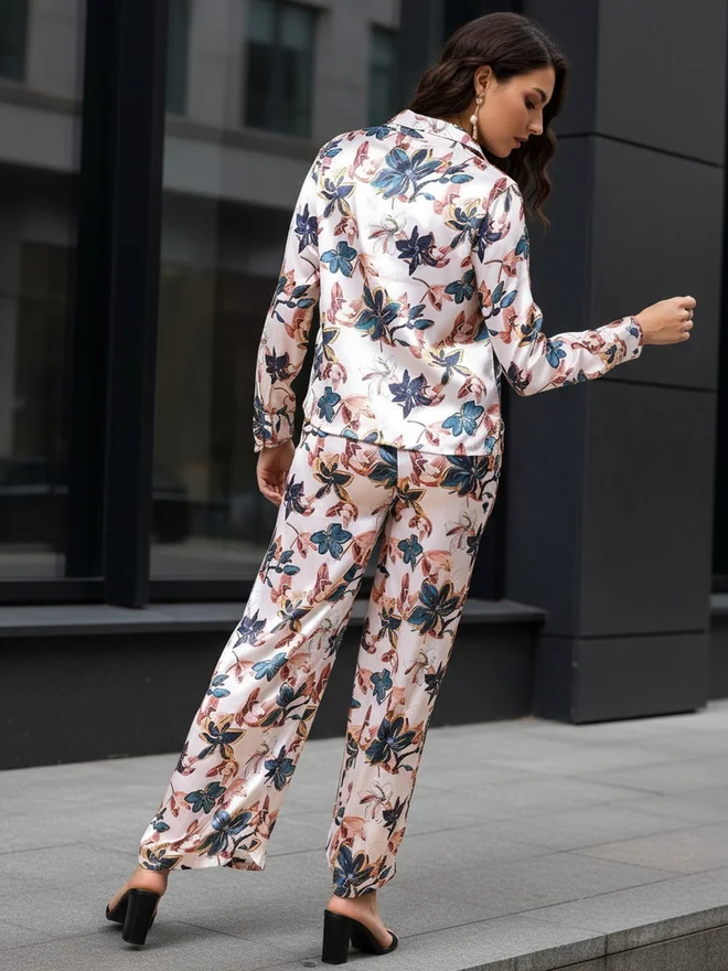 Freehand  Floral Print Shirt and Trousers Co-Ords for Women | Best Price UAE
