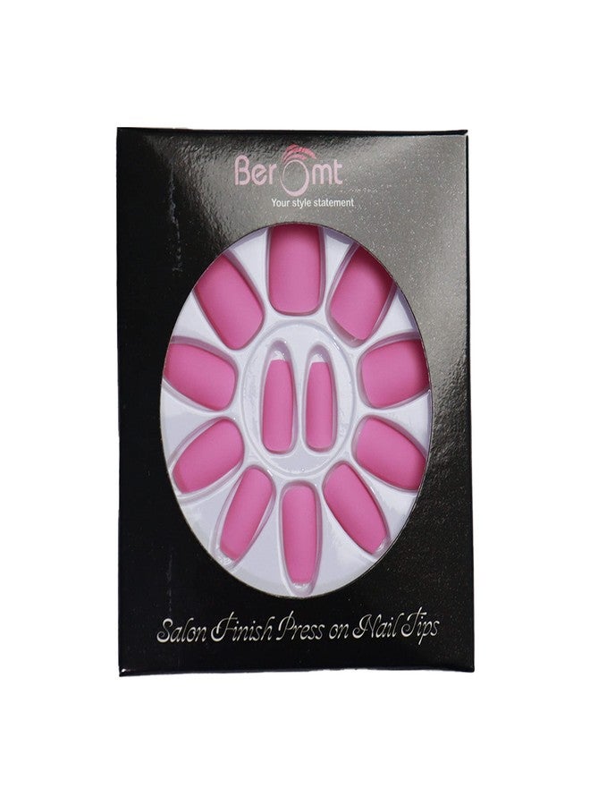 Beromt Set of 12 pcs Matte finish nails False Nails Acrylic Full Fake Nails with 1 nail glue sticker sheet and Nail Art Kit - 464 - Image 2