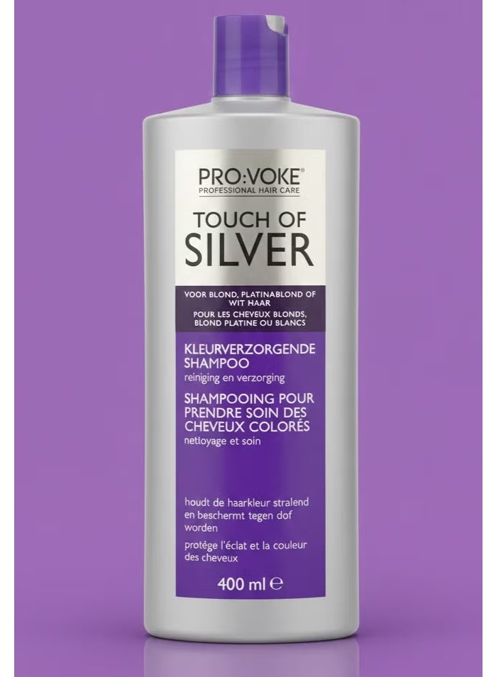 PRO:VOKE Touch of Silver Colour Care Shampoo - Brightening & Protecting Formula for Blonde, Platinum, or White Hair - 400ml