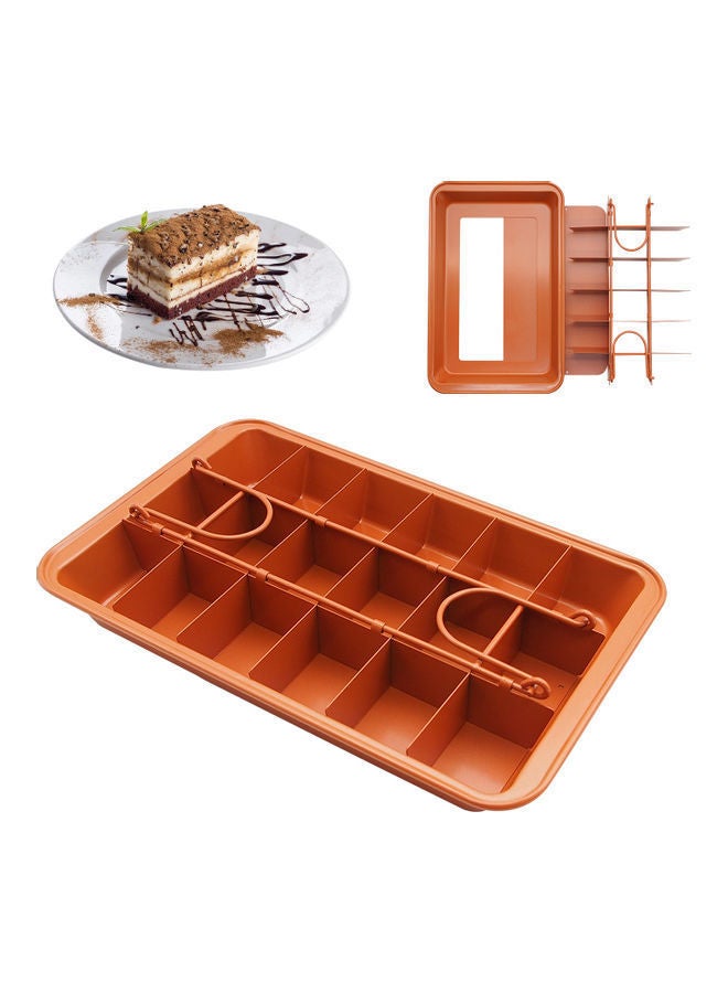 NIBEMINENT Dividers Non-Stick Divided Brownie Pan Orange 32 x 5.3 20.7cm - Image 1