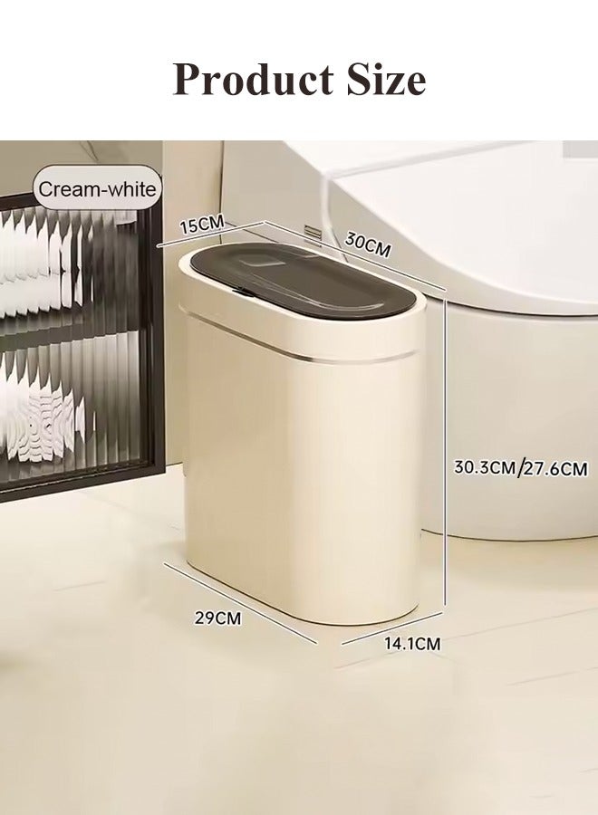 Waste Bin, Automatic Sensor Flip-Up Trash Can, Touchless Trash Bin with Lid, Waterproof Wastebasket, Electronic Intelligent Garbage Can, Slim Space-Saving Waste Bin, Large capacity Smart Trash for Toilet Bedroom Office Kitchen Living Room RV  - Image 2
