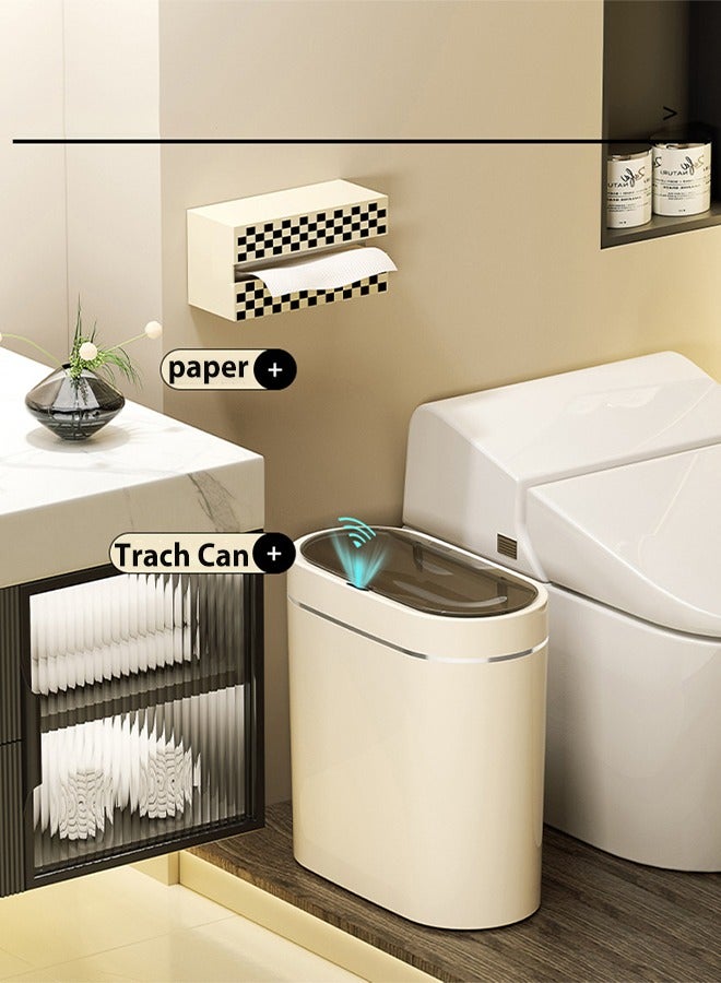 Waste Bin, Automatic Sensor Flip-Up Trash Can, Touchless Trash Bin with Lid, Waterproof Wastebasket, Electronic Intelligent Garbage Can, Slim Space-Saving Waste Bin, Large capacity Smart Trash for Toilet Bedroom Office Kitchen Living Room RV  - Image 3