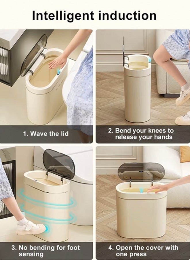 Waste Bin, Automatic Sensor Flip-Up Trash Can, Touchless Trash Bin with Lid, Waterproof Wastebasket, Electronic Intelligent Garbage Can, Slim Space-Saving Waste Bin, Large capacity Smart Trash for Toilet Bedroom Office Kitchen Living Room RV  - Image 4