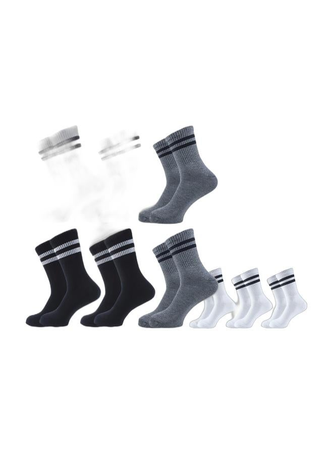 سام سوكس مجموعة من 6 جوارب رياضية نصف تيري للرجال باللون الأسود والأبيض والرمادي + مجموعة من 3 جوارب رياضية نصف منشفة باللون الأبيض للرجال - Image 1