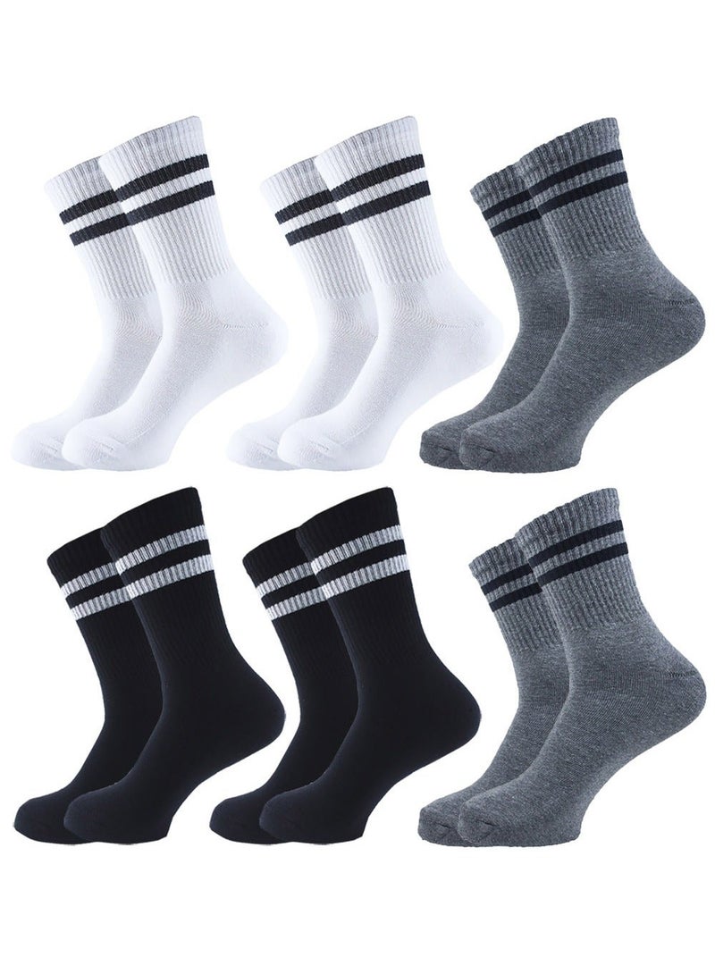 سام سوكس مجموعة من 6 جوارب رياضية نصف تيري للرجال باللون الأسود والأبيض والرمادي + مجموعة من 3 جوارب رياضية نصف منشفة باللون الأبيض للرجال - Image 2
