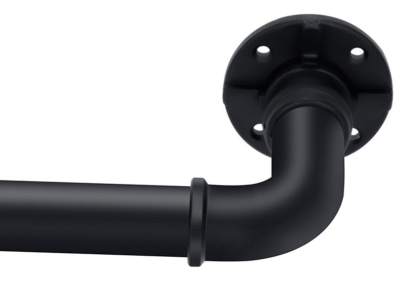 Industrial Curtain Rod Set with Brackets 1  30 to 48 Hanging Black Rustic Outdoor Windows 28 to 48