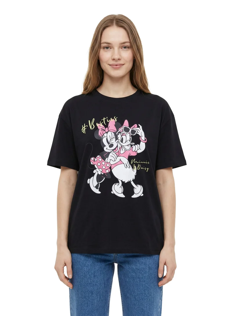 Disney Disney Women's Graphic T-Shirt Pack of 2 | Mickey Mouse & Minnie Mouse with Daisy Duck Character Print Tees | Soft Cotton Crew Neck Short Sleeve Casual T-Shirts for Women