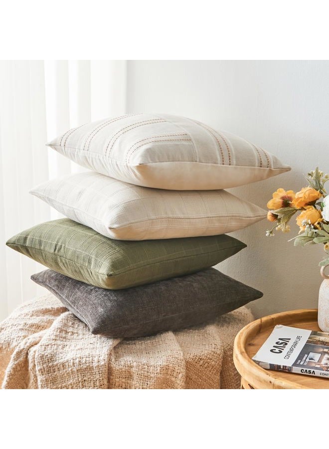 GriNeed Pack of 4 Throw Pillow Covers 20x20 Inch Chenille Textured Neutral Brown Soft Pillow Covers Solid Decorative Farmhouse Cushion Covers Home Boho Western Decor for Couch Sofa Bed Living Room - Image 5